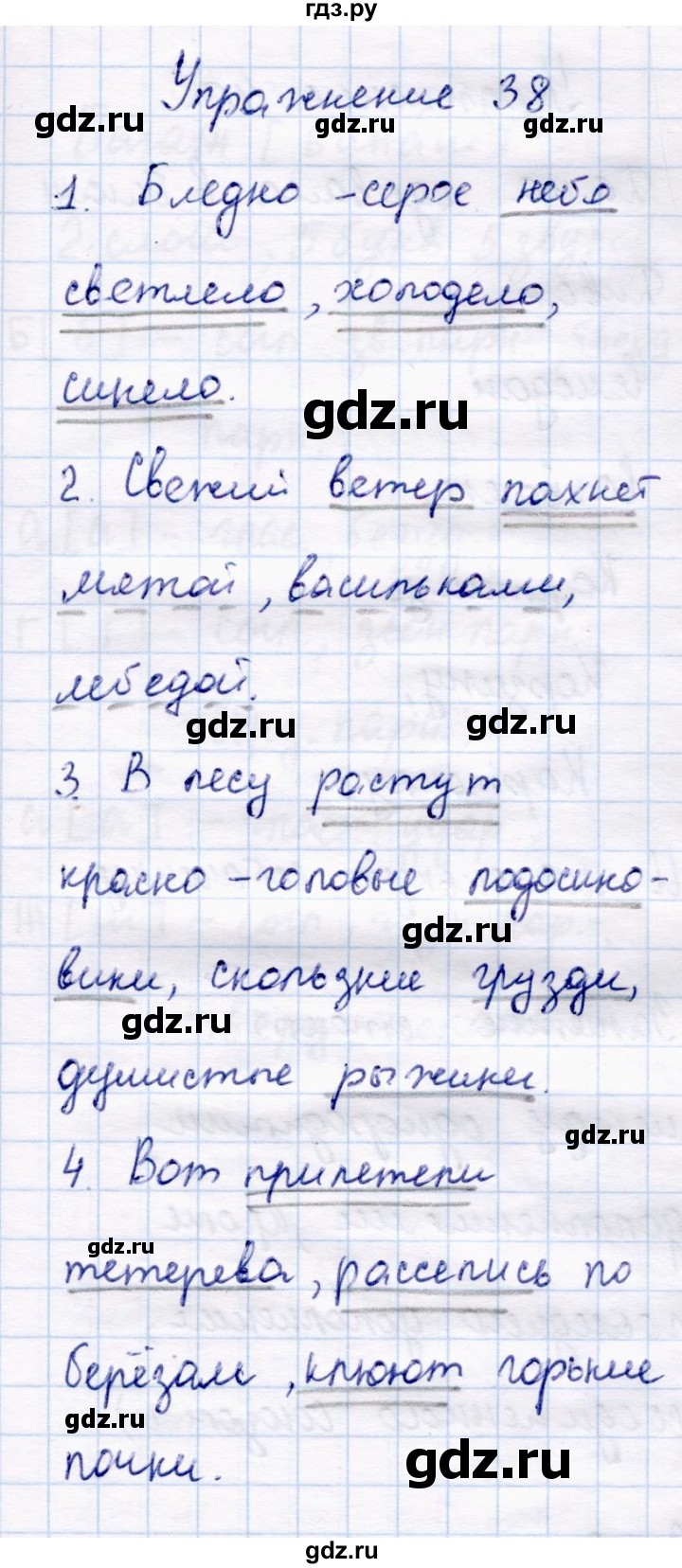 ГДЗ по русскому языку 4 класс  Канакина   часть 1 / упражнение - 38, Решебник №4 к учебнику 2014