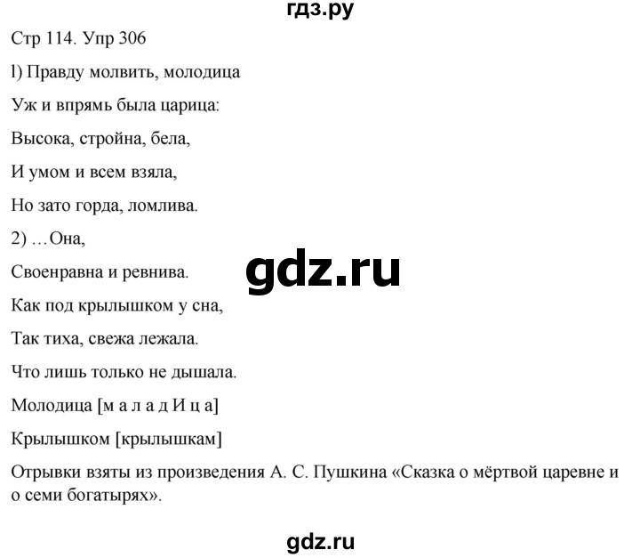 ГДЗ по русскому языку 6 класс  Разумовская   упражнение - 306, Решебник №1 к учебнику 2022