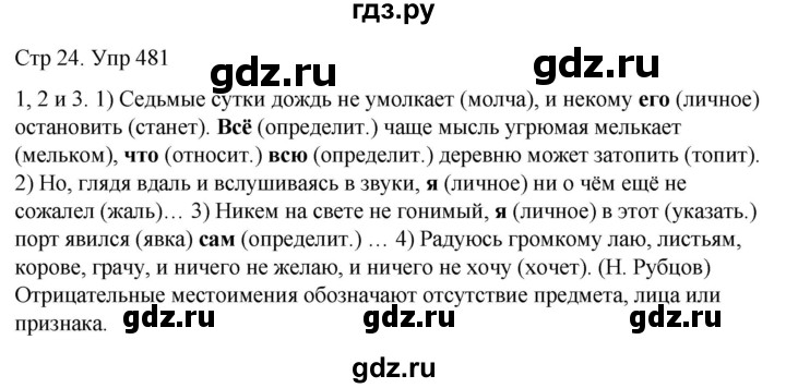 ГДЗ по русскому языку 6 класс  Разумовская   упражнение - 481, Решебник №1 к учебнику 2022