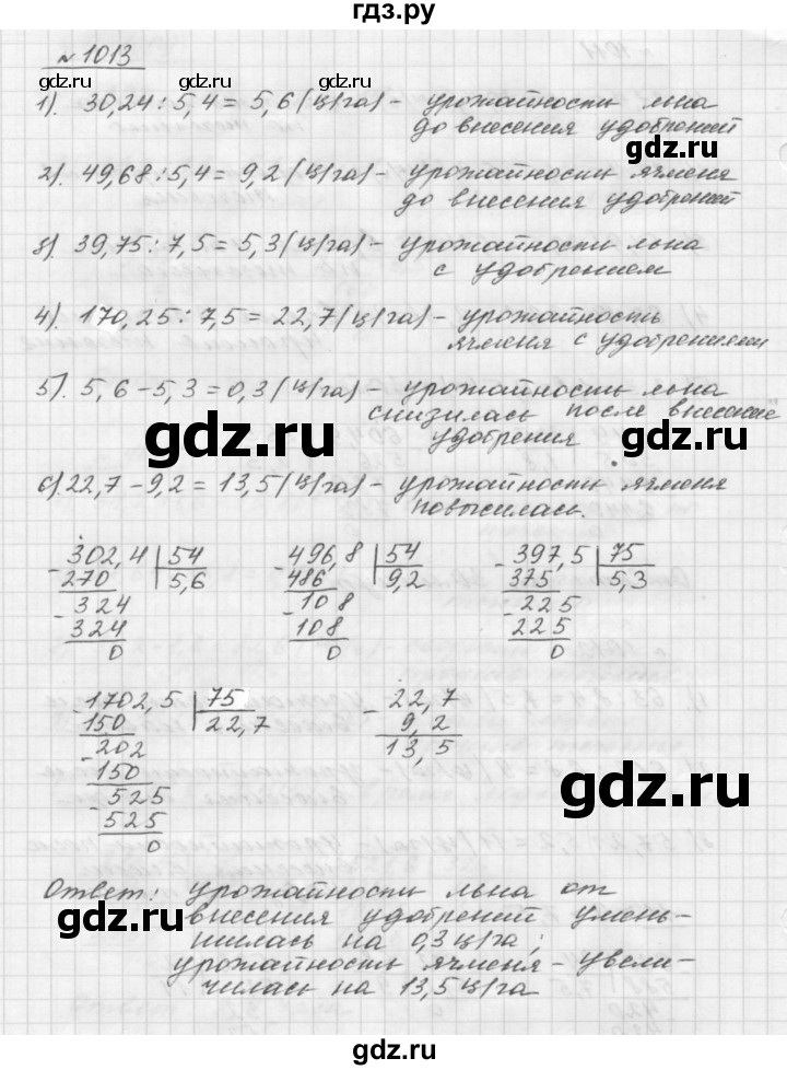 ГДЗ по математике 5 класс  Мерзляк  Базовый уровень номер - 1013, Решебник №3 к учебнику 2016