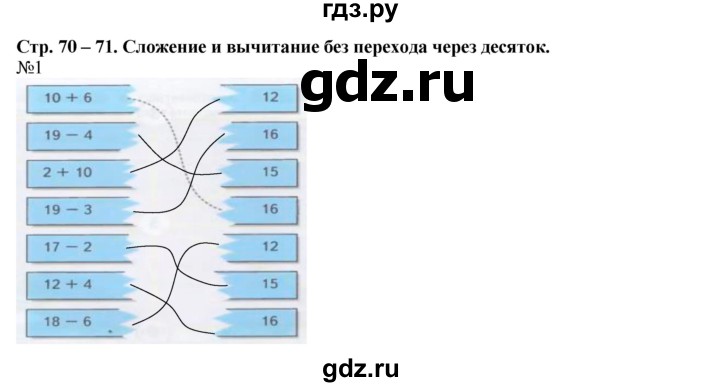 ГДЗ по математике 1 класс Дорофеев рабочая тетрадь  часть 2. страница - 70-71, Решебник 2016 №1