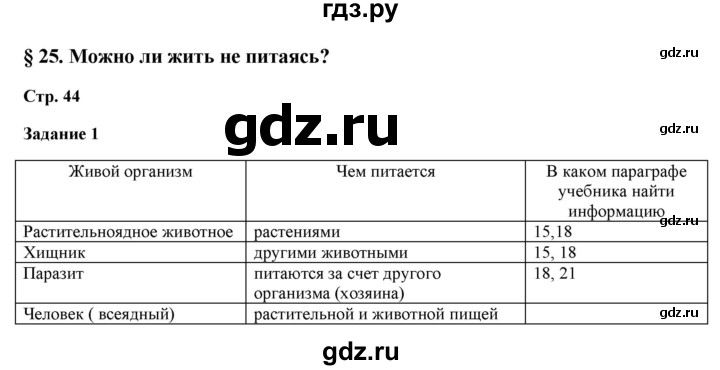 ГДЗ по биологии 5 класс Сухова рабочая тетрадь  страница - 44, Решебник №1