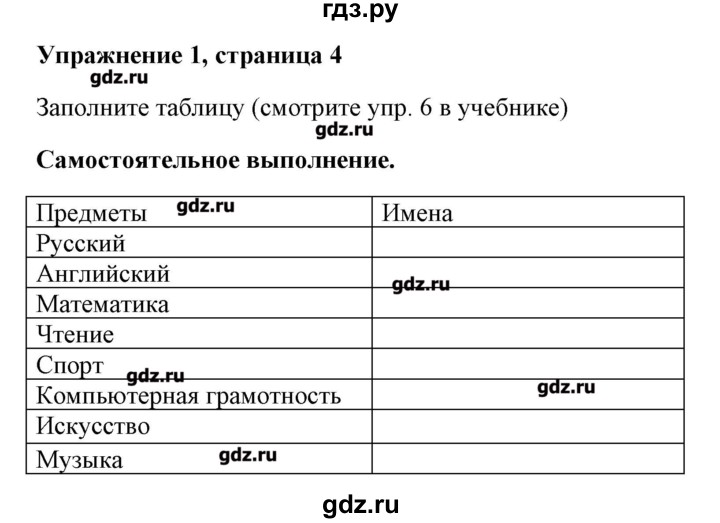 ГДЗ по английскому языку 4 класс Горячева рабочая тетрадь  тетрадь №2. страница - 4, Решебник №1