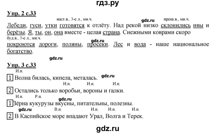 ГДЗ по русскому языку 4 класс Желтовская рабочая тетрадь  тетрадь №1. страница - 33, Решебник №1