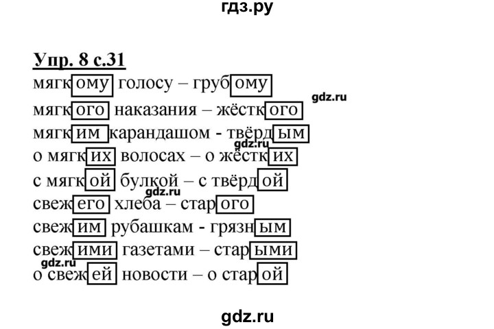 ГДЗ по русскому языку 4 класс Желтовская рабочая тетрадь  тетрадь №2. страница - 31, Решебник №1