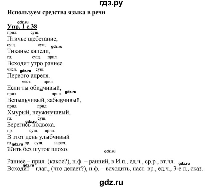ГДЗ по русскому языку 4 класс Желтовская рабочая тетрадь  тетрадь №2. страница - 38, Решебник №1