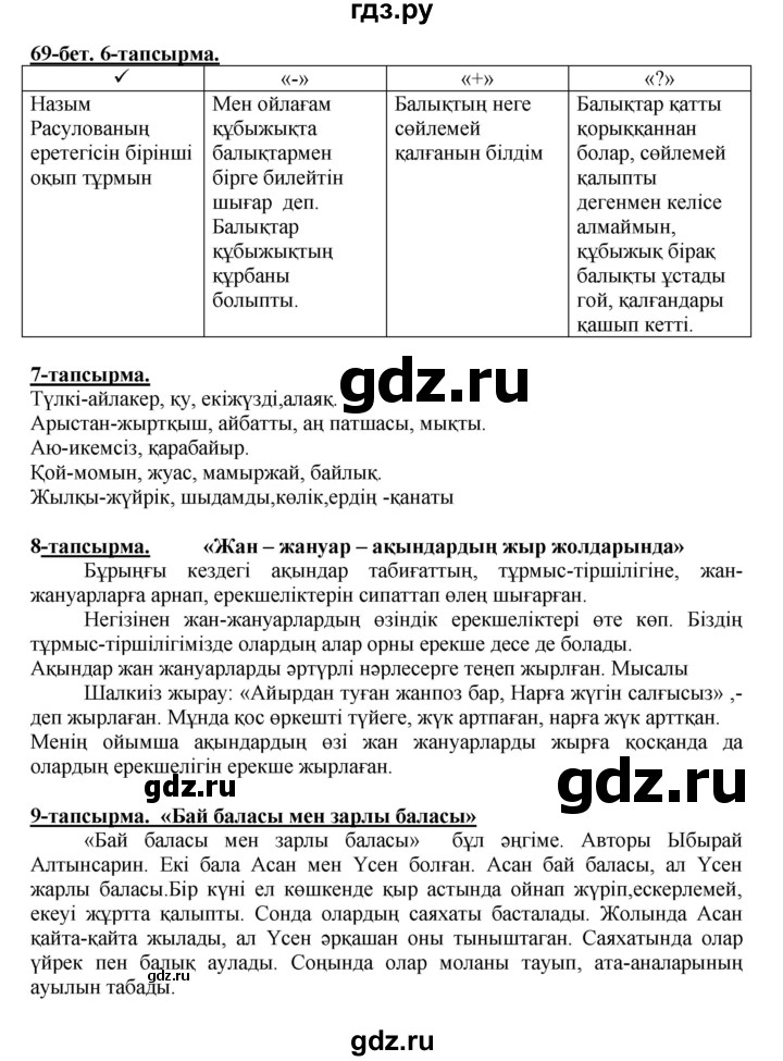 ГДЗ по казахскому языку 5 класс Дәулетбекова   страница - 69, Решебник
