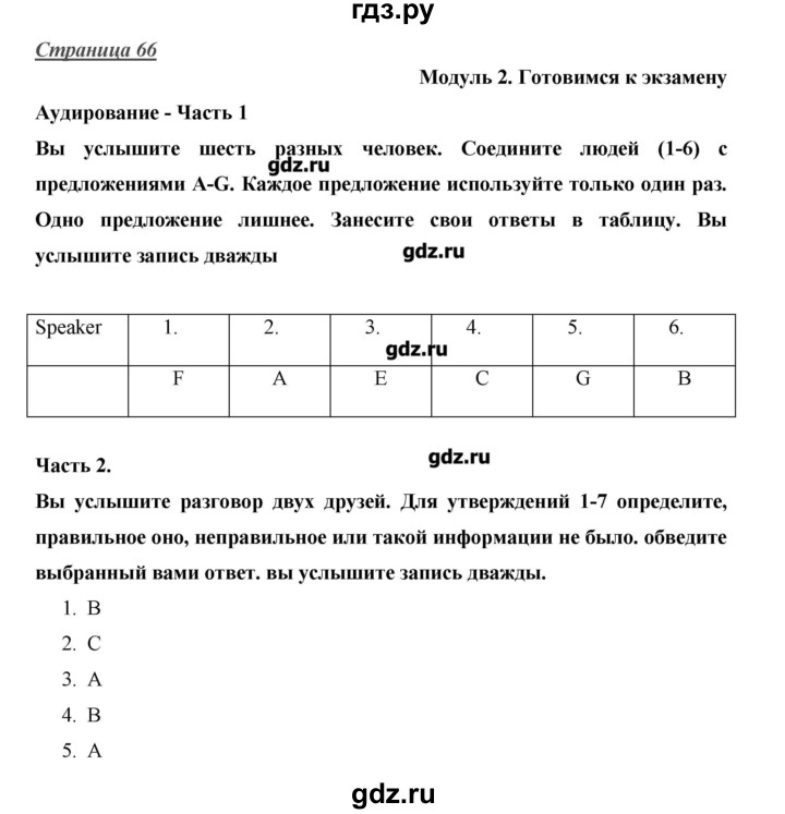 ГДЗ по английскому языку 10 класс Баранова Starlight Углубленный уровень страница - 66, Решебник