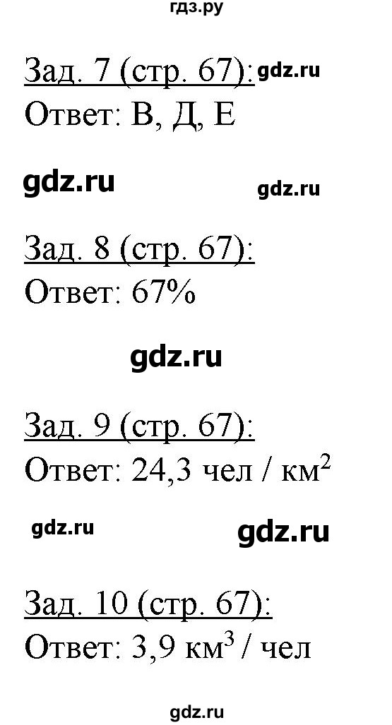 ГДЗ по географии 10‐11 класс Домогацких рабочая тетрадь Базовый уровень часть 2. страница - 67, Решебник
