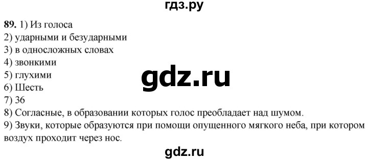 ГДЗ по русскому языку 5 класс Львов рабочая тетрадь (Разумовская)  упражнение - 89, Решебник